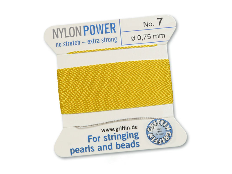 Griffin Nylon Power Beading Thread & Needle ~ Size 7 ~ Yellow