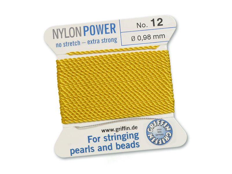 Griffin Nylon Power Beading Thread & Needle ~ Size 12 ~ Yellow