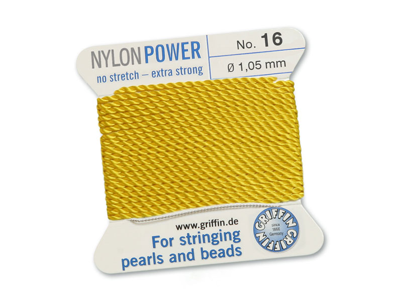 Griffin Nylon Power Beading Thread & Needle ~ Size 16 ~ Yellow