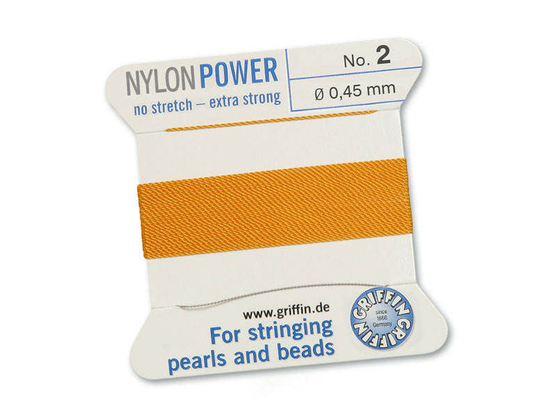 Griffin Nylon Power Beading Thread & Needle ~ Size 2 ~ Amber