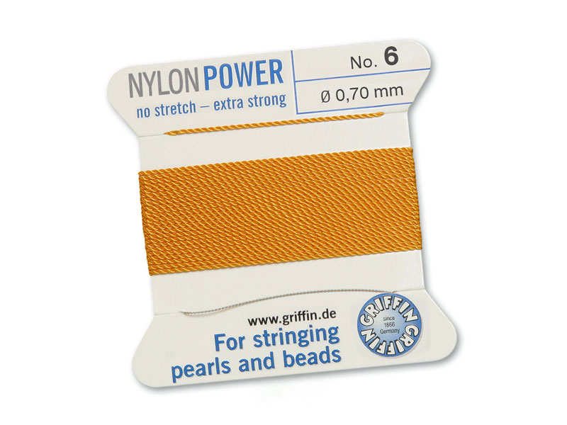 Griffin Nylon Power Beading Thread & Needle ~ Size 6 ~ Amber