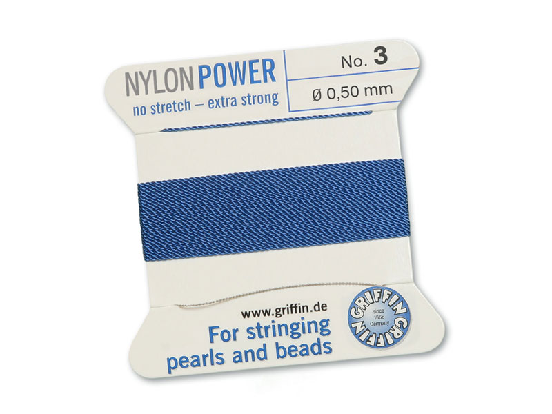 Griffin Nylon Power Beading Thread & Needle ~ Size 3 ~ Blue