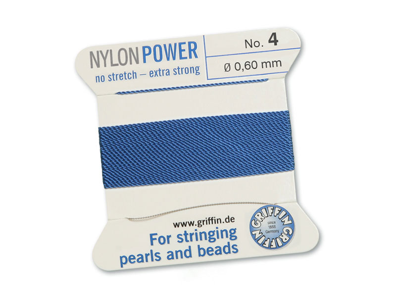 Griffin Nylon Power Beading Thread & Needle ~ Size 4 ~ Blue