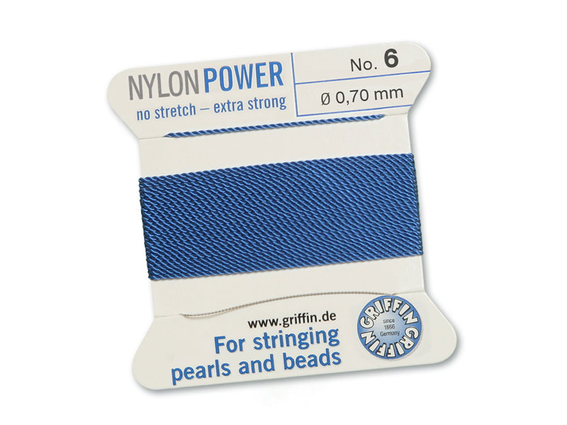 Griffin Nylon Power Beading Thread & Needle ~ Size 6 ~ Blue