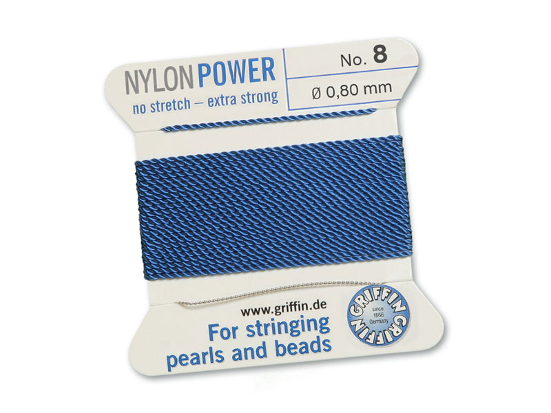 Griffin Nylon Power Beading Thread & Needle ~ Size 8 ~ Blue