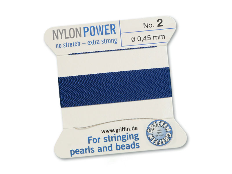 Griffin Nylon Power Beading Thread & Needle ~ Size 2 ~ Dark Blue