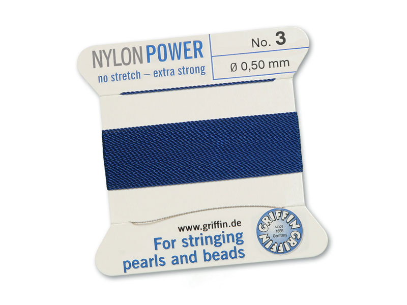 Griffin Nylon Power Beading Thread & Needle ~ Size 3 ~ Dark Blue