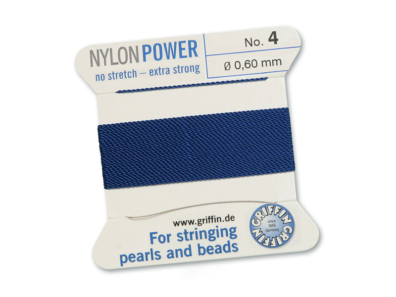 Griffin Nylon Power Beading Thread & Needle ~ Size 4 ~ Dark Blue