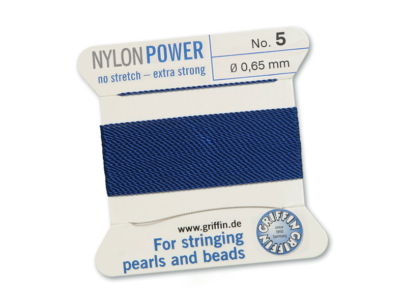 Griffin Nylon Power Beading Thread & Needle ~ Size 5 ~ Dark Blue