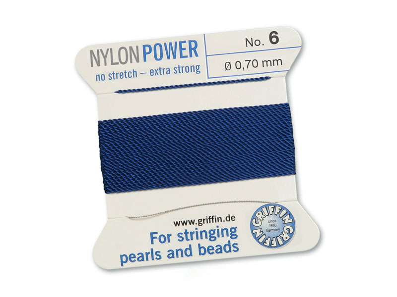 Griffin Nylon Power Beading Thread & Needle ~ Size 6 ~ Dark Blue