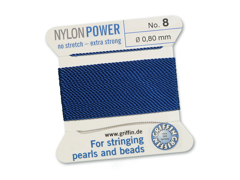 Griffin Nylon Power Beading Thread & Needle ~ Size 8 ~ Dark Blue