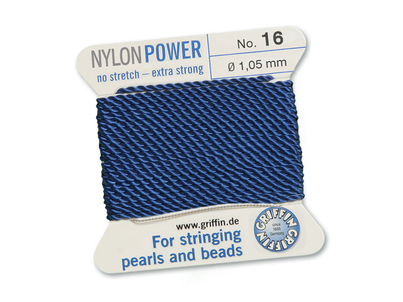 Griffin Nylon Power Beading Thread & Needle ~ Size 16 ~ Dark Blue