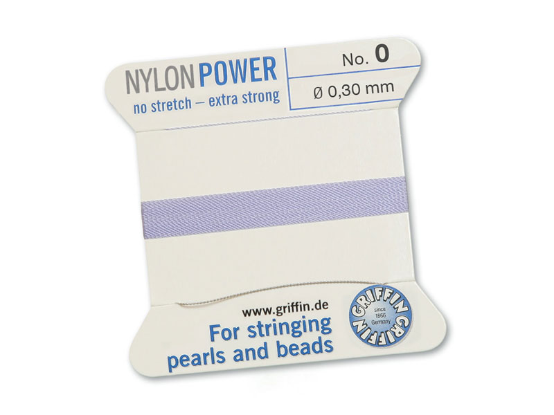 Griffin Nylon Power Beading Thread & Needle ~ Size 0 ~ Lilac