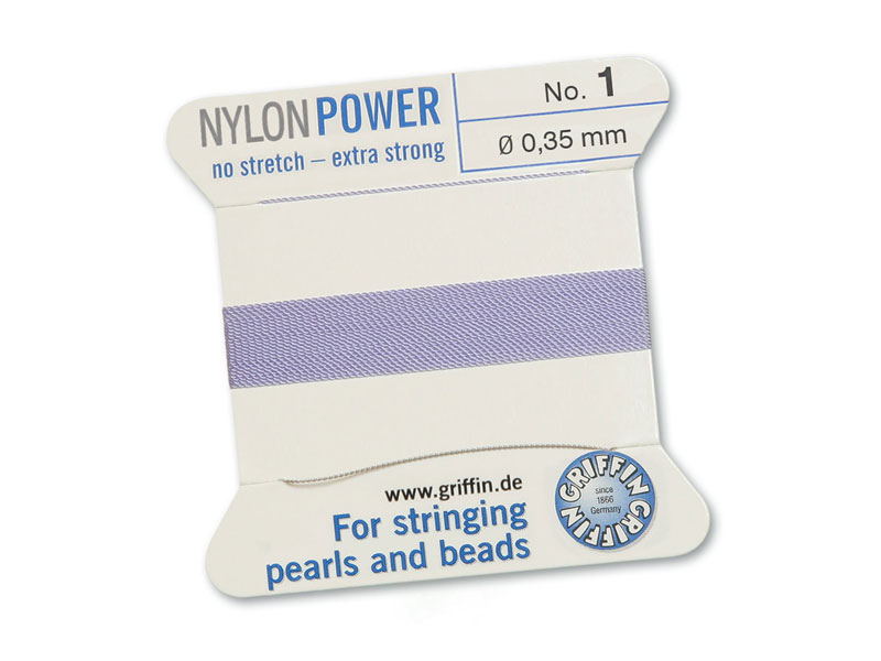 Griffin Nylon Power Beading Thread & Needle ~ Size 1 ~ Lilac