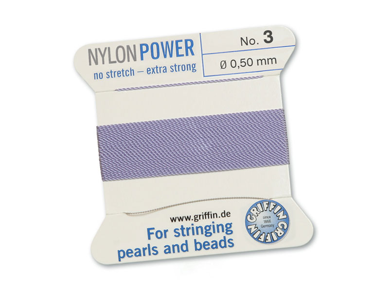 Griffin Nylon Power Beading Thread & Needle ~ Size 3 ~ Lilac