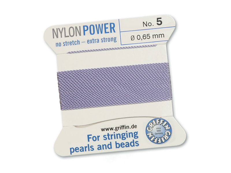 Griffin Nylon Power Beading Thread & Needle ~ Size 5 ~ Lilac