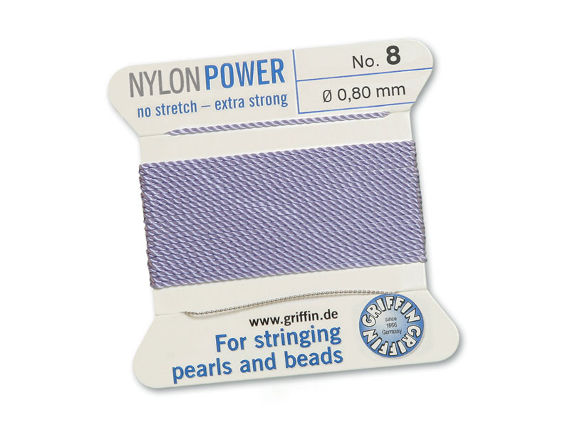 Griffin Nylon Power Beading Thread & Needle ~ Size 8 ~ Lilac