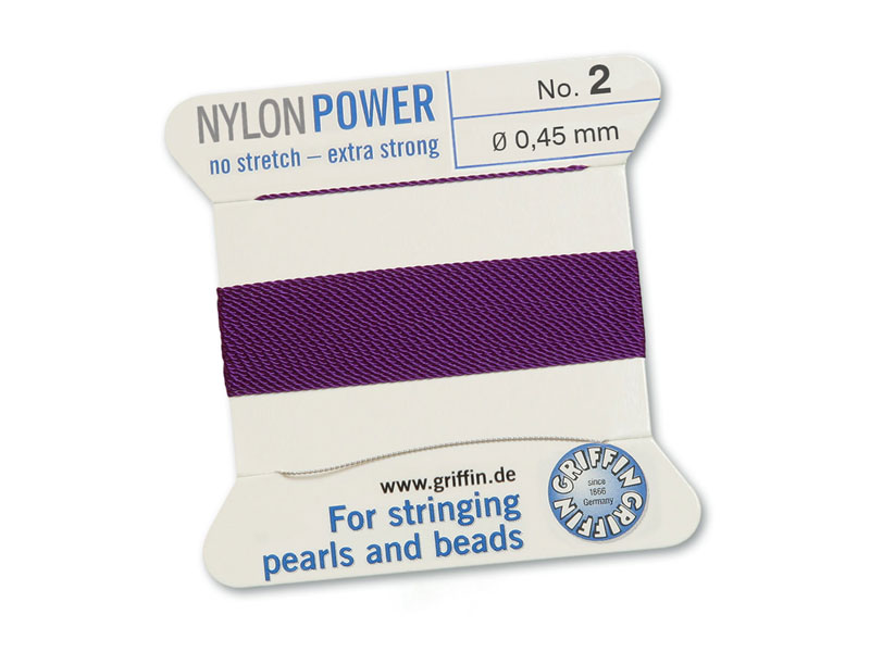 Griffin Nylon Power Beading Thread & Needle ~ Size 2 ~ Amethyst