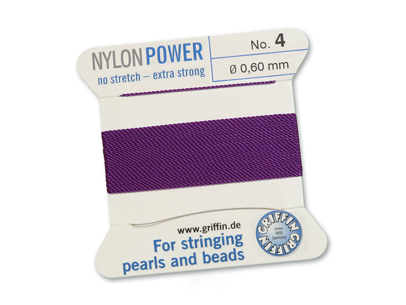 Griffin Nylon Power Beading Thread & Needle ~ Size 4 ~ Amethyst