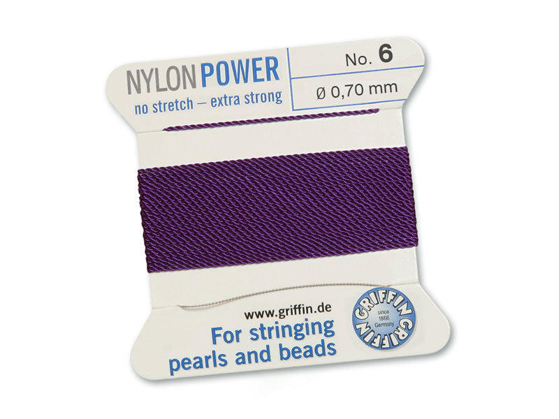Griffin Nylon Power Beading Thread & Needle ~ Size 6 ~ Amethyst