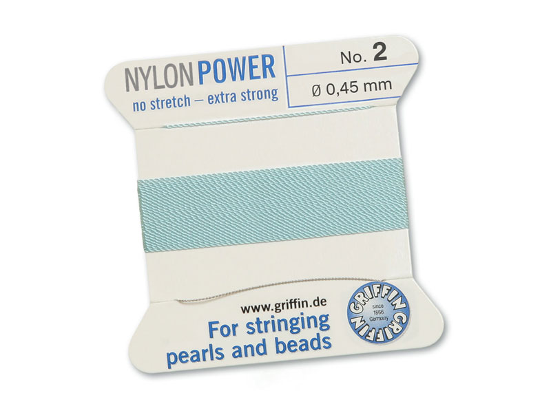 Griffin Nylon Power Beading Thread & Needle ~ Size 2 ~ Light Blue