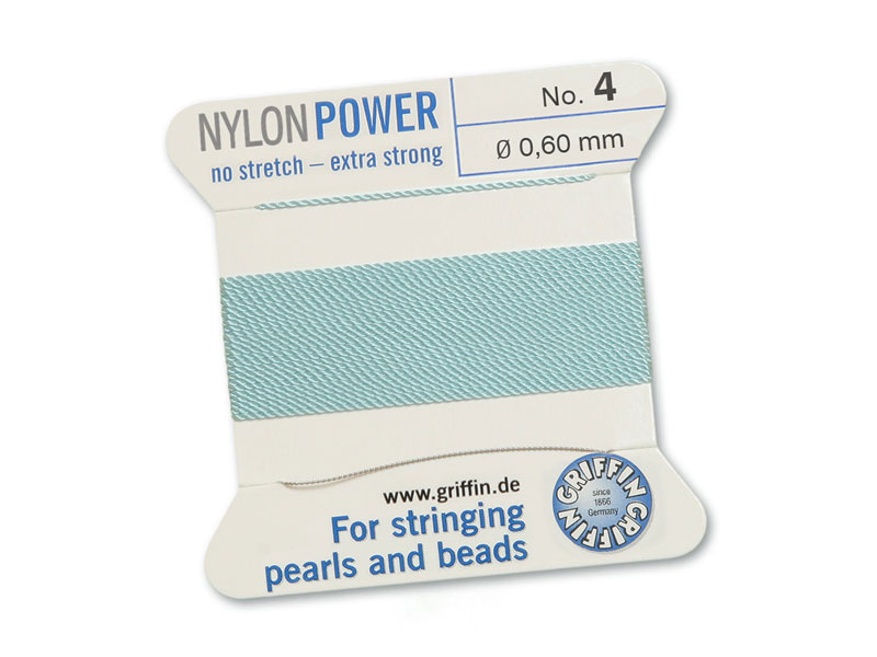 Griffin Nylon Power Beading Thread & Needle ~ Size 4 ~ Light Blue