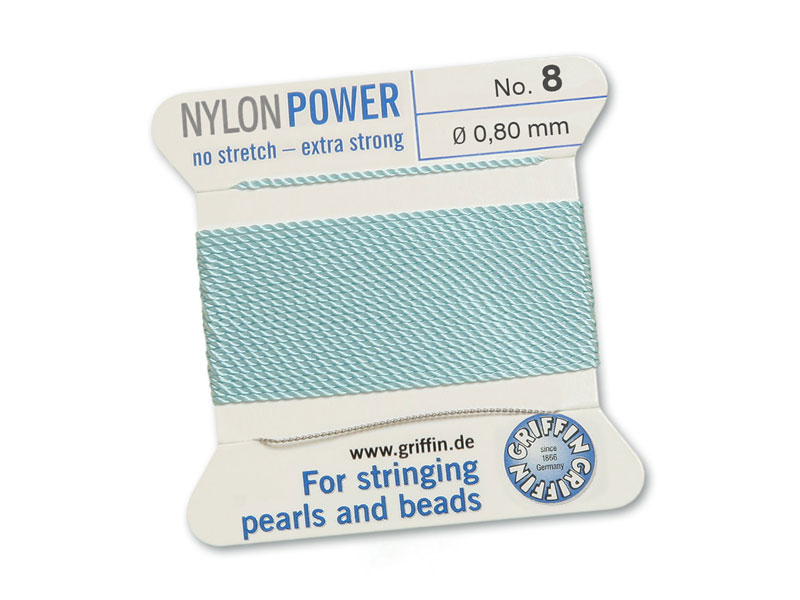 Griffin Nylon Power Beading Thread & Needle ~ Size 8 ~ Light Blue