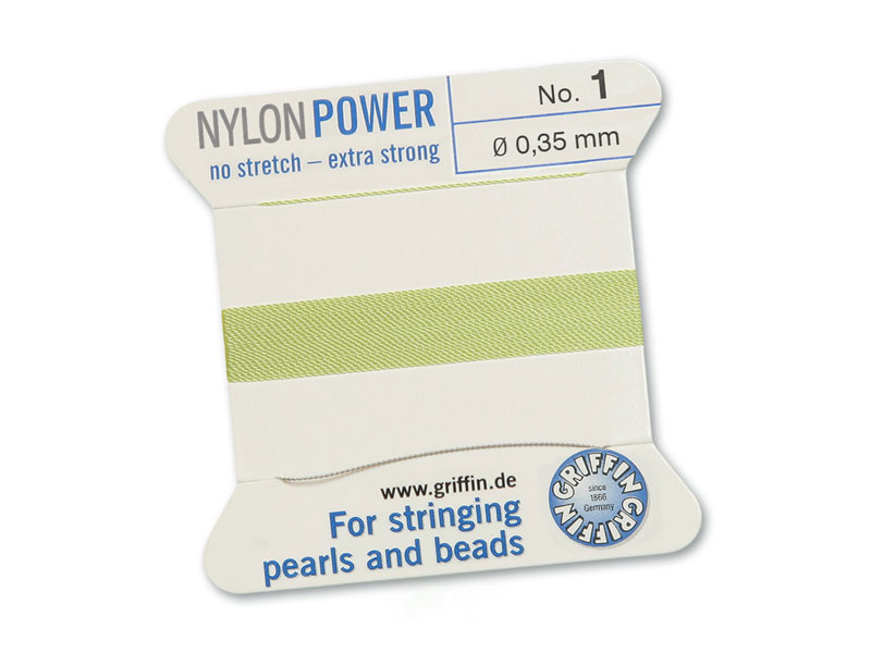 Griffin Nylon Power Beading Thread & Needle ~ Size 1 ~ Jade Green