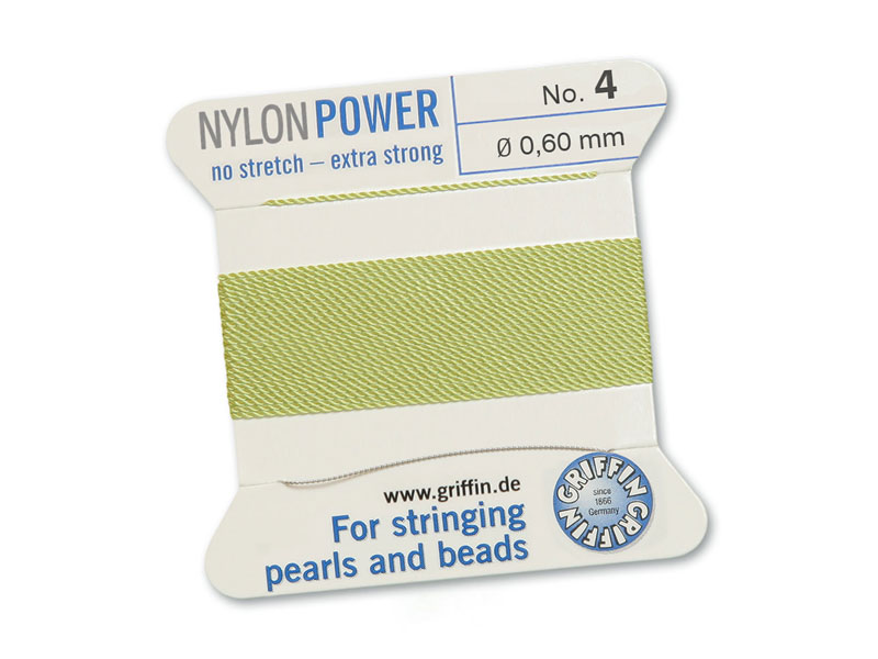 Griffin Nylon Power Beading Thread & Needle ~ Size 4 ~ Jade Green