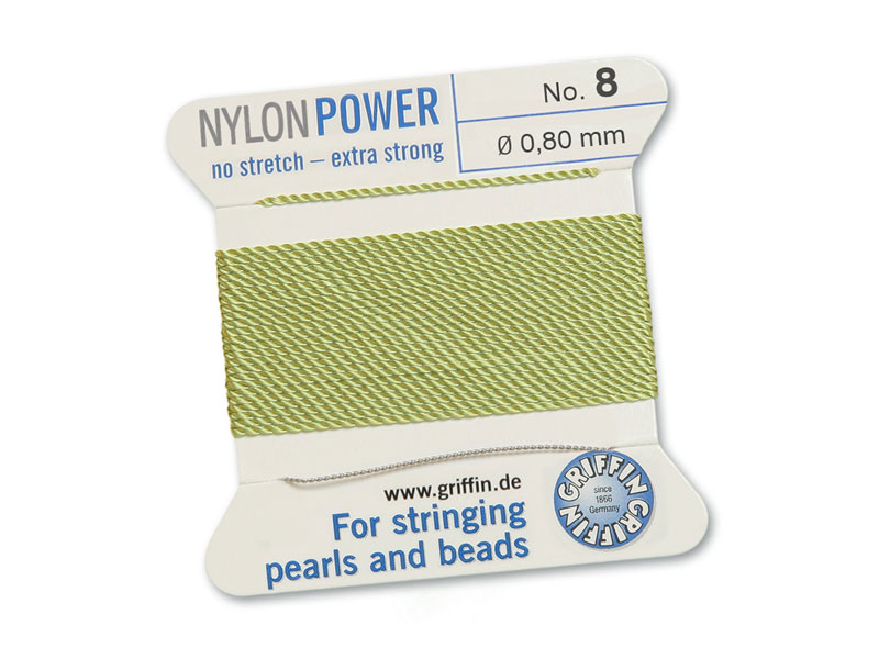 Griffin Nylon Power Beading Thread & Needle ~ Size 8 ~ Jade Green
