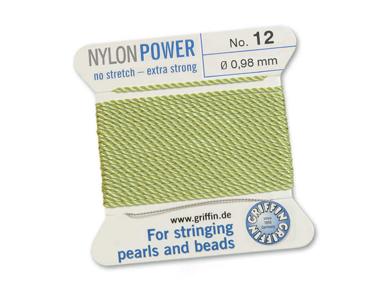 Griffin Nylon Power Beading Thread & Needle ~ Size 12 ~ Jade Green