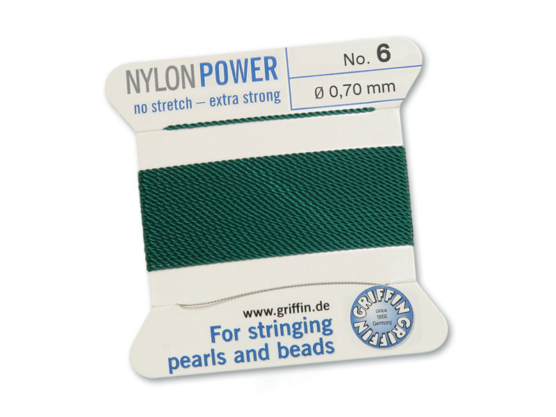 Griffin Nylon Power Beading Thread & Needle ~ Size 6 ~ Green