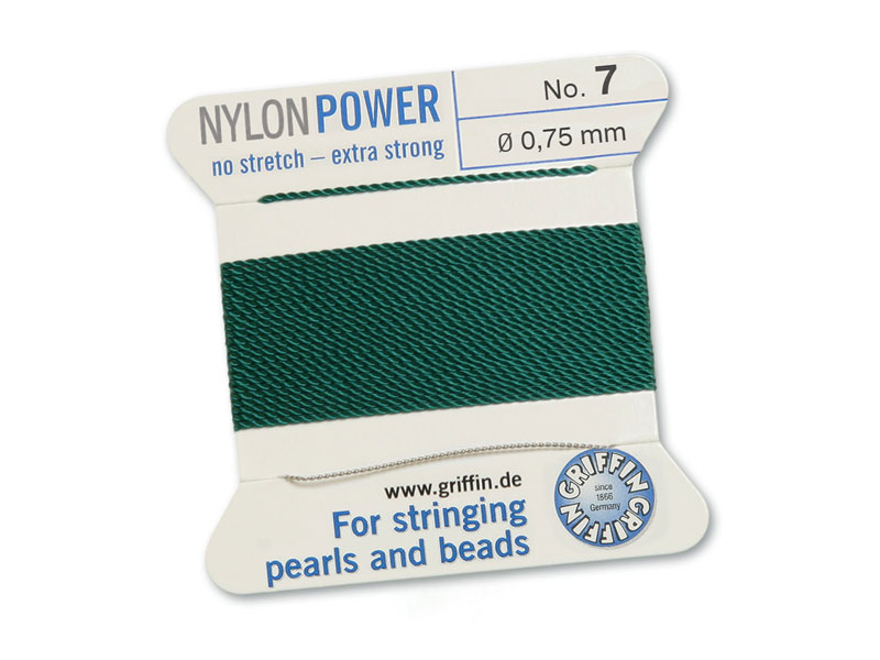 Griffin Nylon Power Beading Thread & Needle ~ Size 7 ~ Green