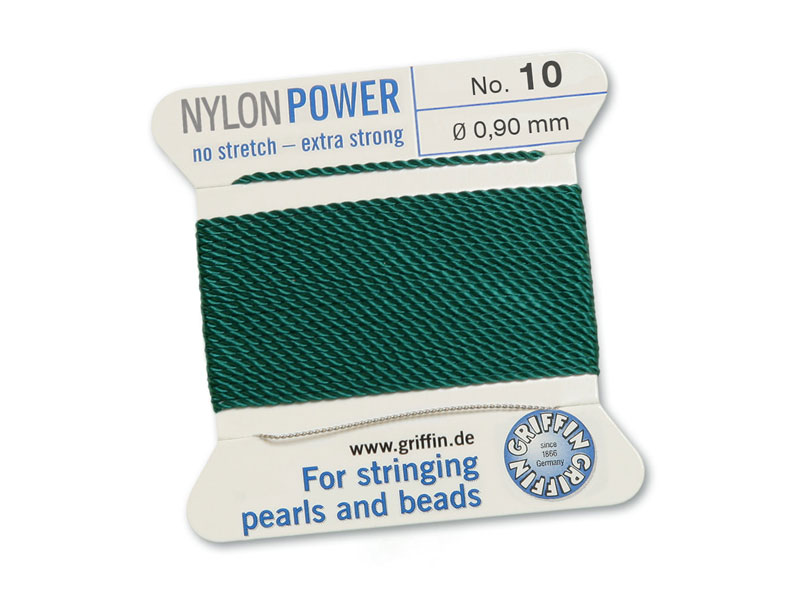 Griffin Nylon Power Beading Thread & Needle ~ Size 10 ~ Green