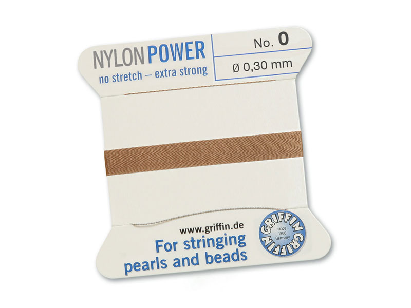 Griffin Nylon Power Beading Thread & Needle ~ Size 0 ~ Beige