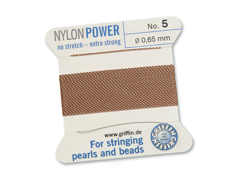 Griffin Nylon Power Beading Thread & Needle ~ Size 5 ~ Beige