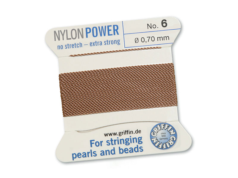 Griffin Nylon Power Beading Thread & Needle ~ Size 6 ~ Beige