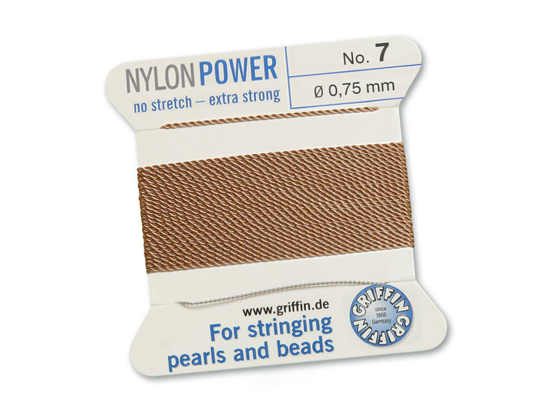 Griffin Nylon Power Beading Thread & Needle ~ Size 7 ~ Beige