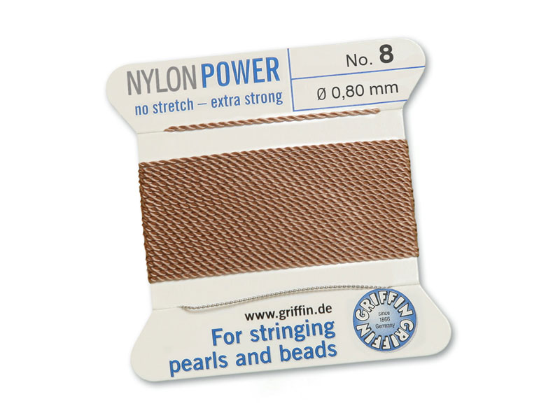 Griffin Nylon Power Beading Thread & Needle ~ Size 8 ~ Beige