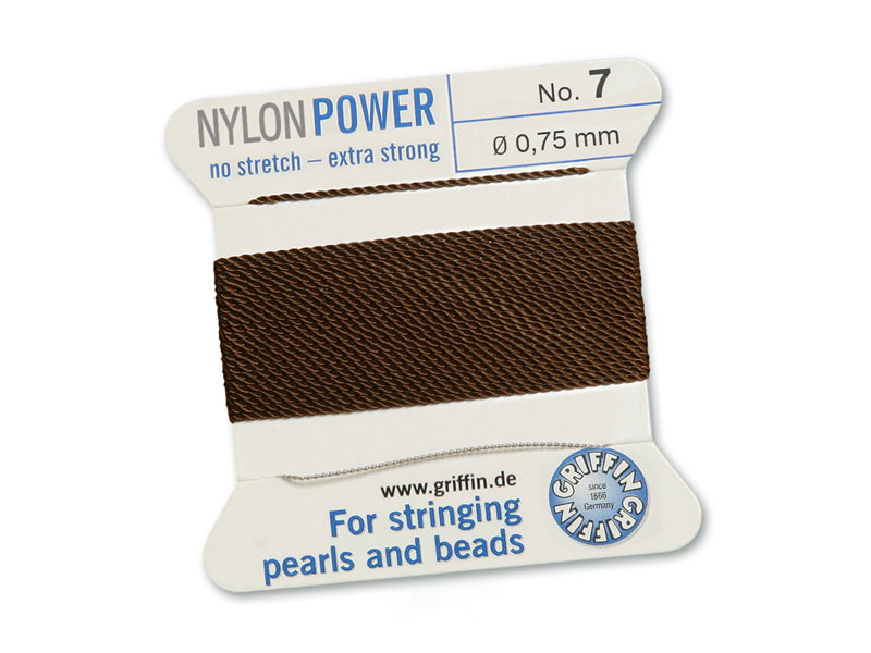 Griffin Nylon Power Beading Thread & Needle ~ Size 7 ~ Brown