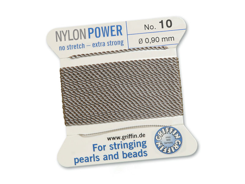 Griffin Nylon Power Beading Thread Needle Size 10 Grey