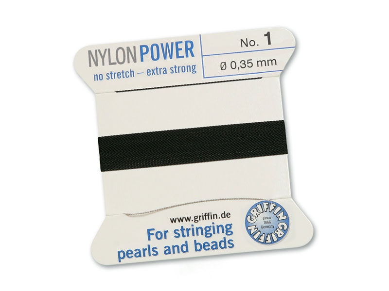 Griffin Nylon Power Beading Thread & Needle ~ Size 1 ~ Black
