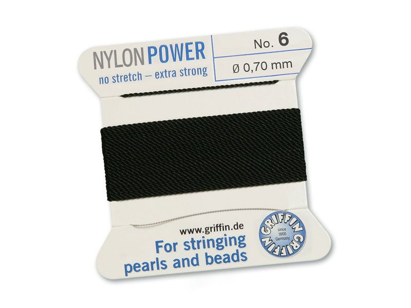 Griffin Nylon Power Beading Thread & Needle ~ Size 6 ~ Black