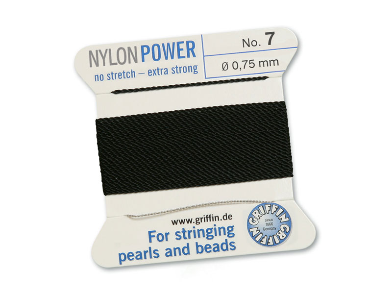 Griffin Nylon Power Beading Thread & Needle ~ Size 7 ~ Black