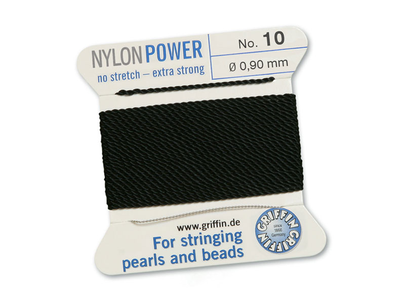 Griffin Nylon Power Beading Thread & Needle ~ Size 10 ~ Black