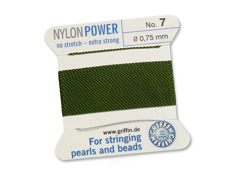 Griffin Nylon Power Beading Thread & Needle ~ Size 7 ~ Olive