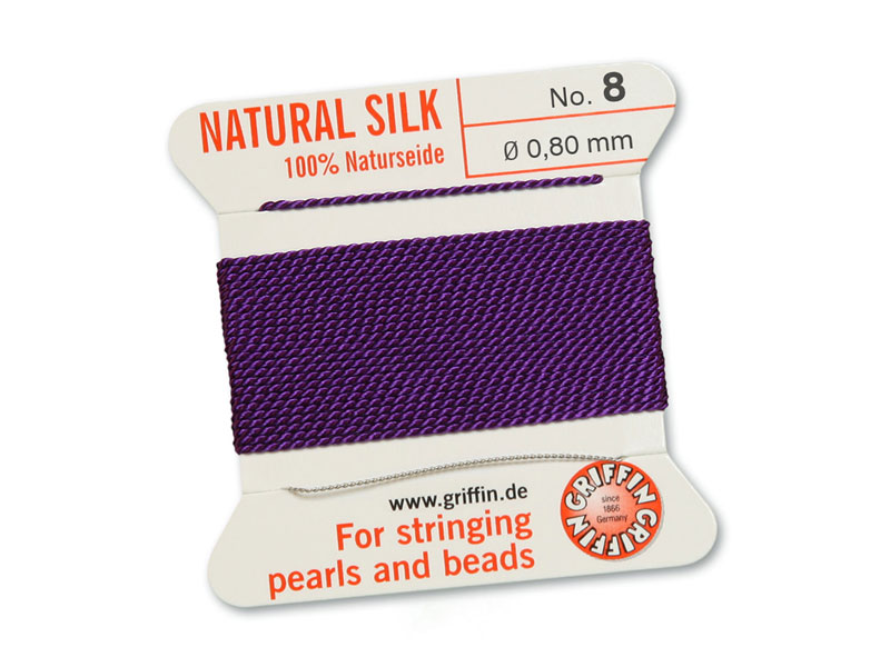 Griffin Silk Beading Thread & Needle Size 8 Amethyst