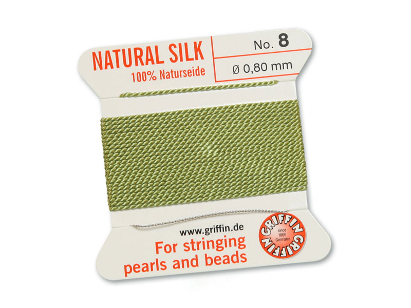 Griffin Silk Beading Thread & Needle ~ Size 8 ~ Jade Green