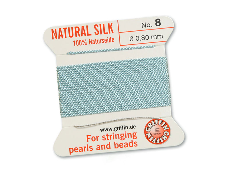 Griffin Silk Beading Thread & Needle ~ Size 8 ~ Light Blue