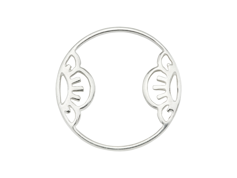 Sterling Silver Cherry Blossom Round Connector 15mm
